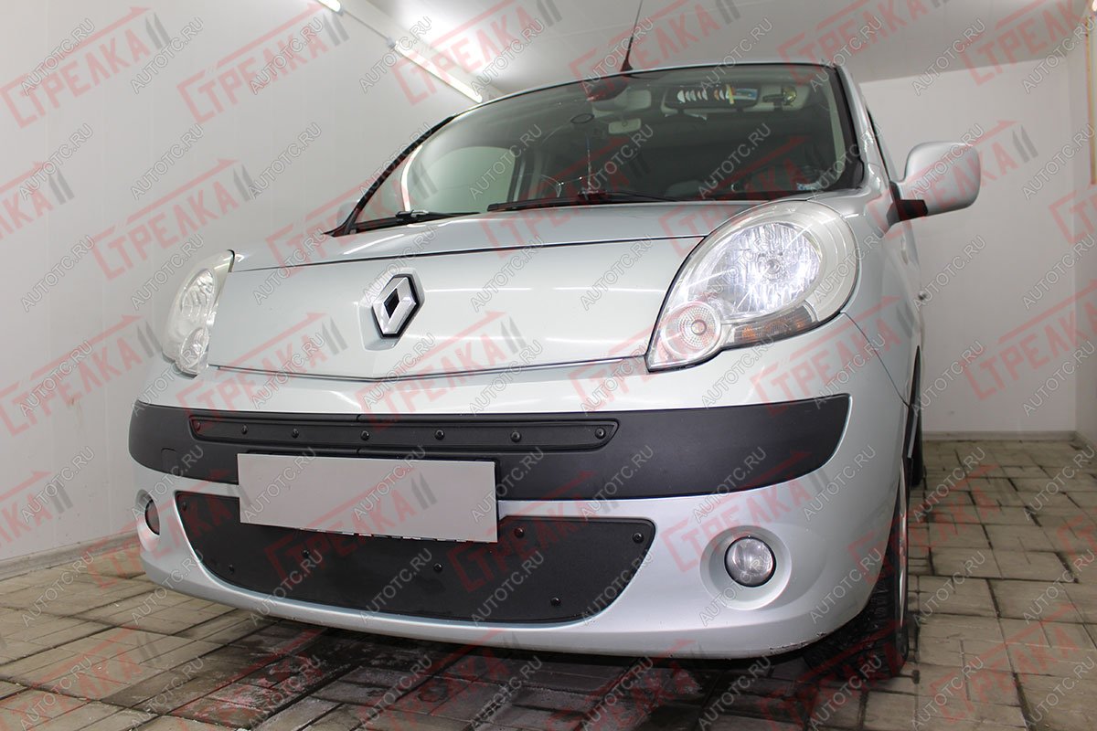 759 р. Зимняя заглушка решетки радиатора (низ) Стрелка11 Renault Kangoo KW0 дорестайлинг (2008-2013) (черная)  с доставкой в г. Кемерово