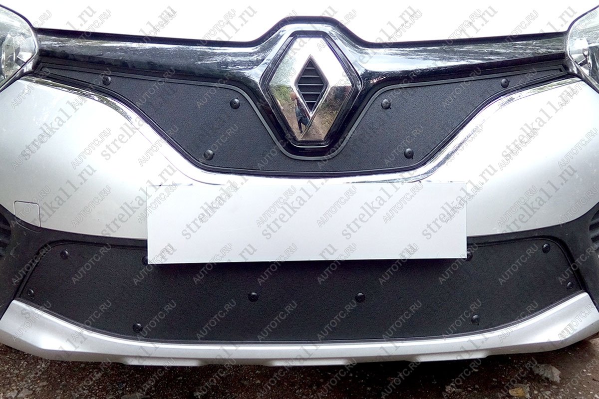 759 р. Зимняя заглушка решетки радиатора (низ) Стрелка11 Renault Kaptur дорестайлинг (2016-2020) (черная)  с доставкой в г. Кемерово