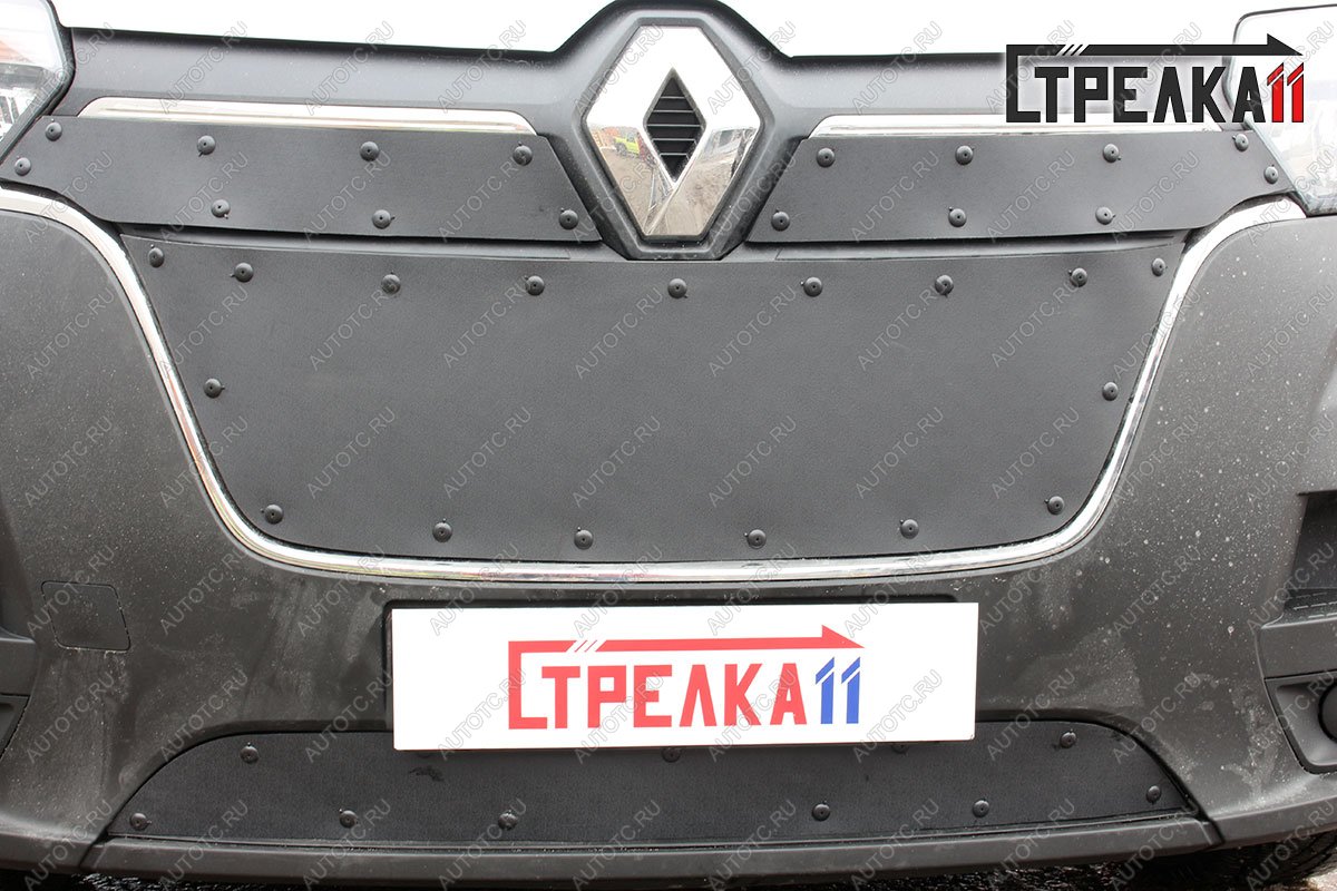 969 р. Зимняя заглушка решетки радиатора (верх, 2 части) Стрелка11  Renault Master  FV,JV (2019-2025) фургон 2-ой рестайлинг (черная)  с доставкой в г. Кемерово