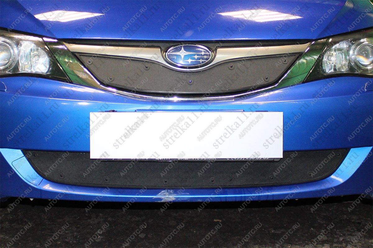 759 р. Зимняя заглушка решетки радиатора (верх) (2.0) Стрелка11 Subaru Impreza GE седан (2007-2012) (черная)  с доставкой в г. Кемерово