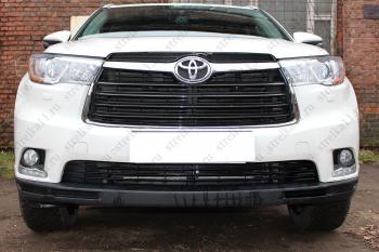 759 р. Зимняя заглушка решетки радиатора (низ) Стрелка11 Toyota Highlander XU50 дорестайлинг (2013-2017) (черная)  с доставкой в г. Кемерово. Увеличить фотографию 2