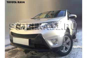 759 р. Зимняя заглушка решетки радиатора (верх) Стрелка11 Toyota RAV4 XA40 5 дв. дорестайлинг (2012-2015) (черная)  с доставкой в г. Кемерово. Увеличить фотографию 2