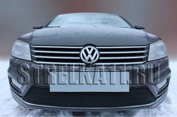 759 р. Зимняя заглушка решетки радиатора (Style) Стрелка11 Volkswagen Passat B7 седан (2010-2015) (черная)  с доставкой в г. Кемерово. Увеличить фотографию 2