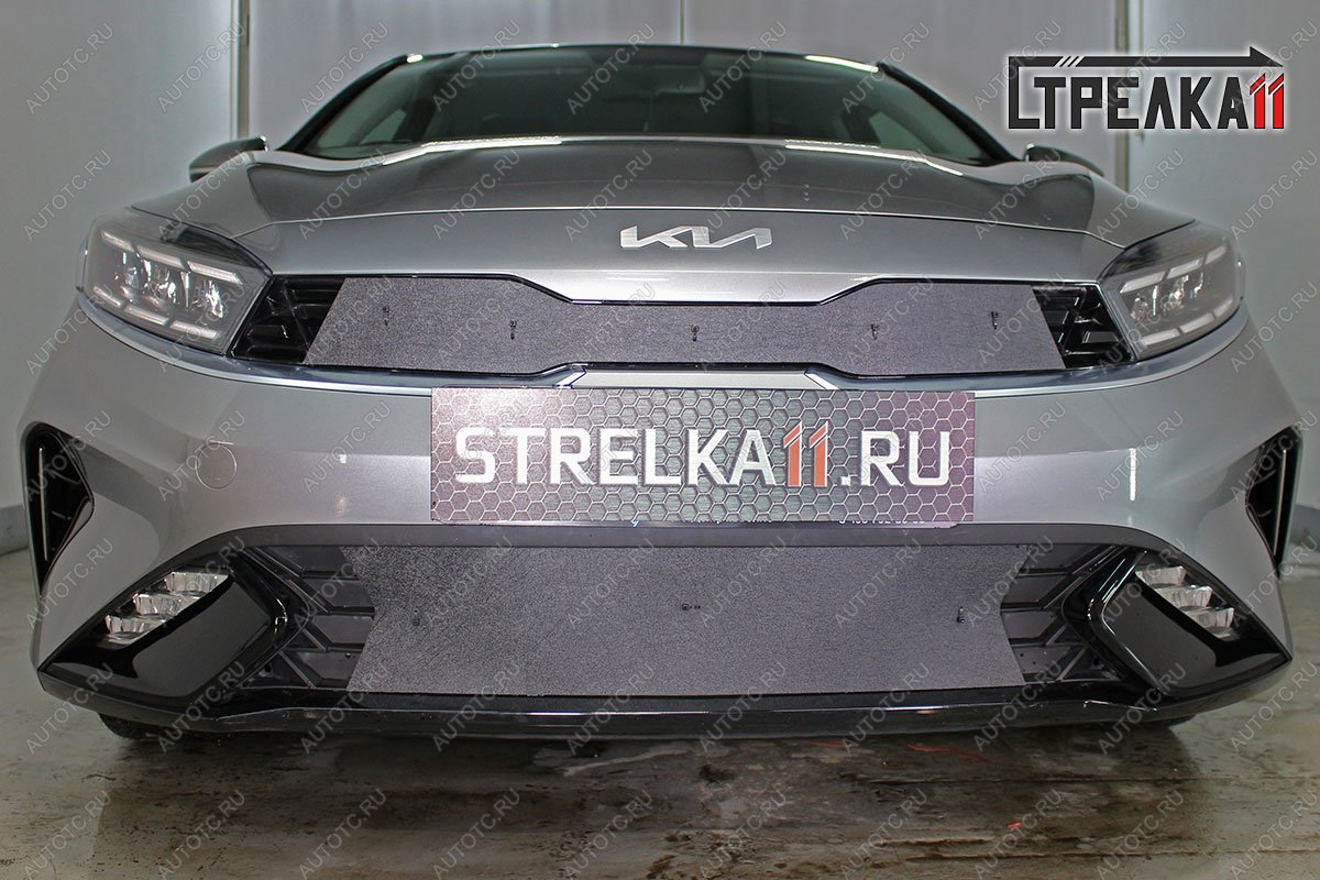 1 769 р. Зимняя защита на стяжке (верх) Стрелка11  KIA Cerato  4 BD (2021-2025) рестайлинг седан (черная)  с доставкой в г. Кемерово