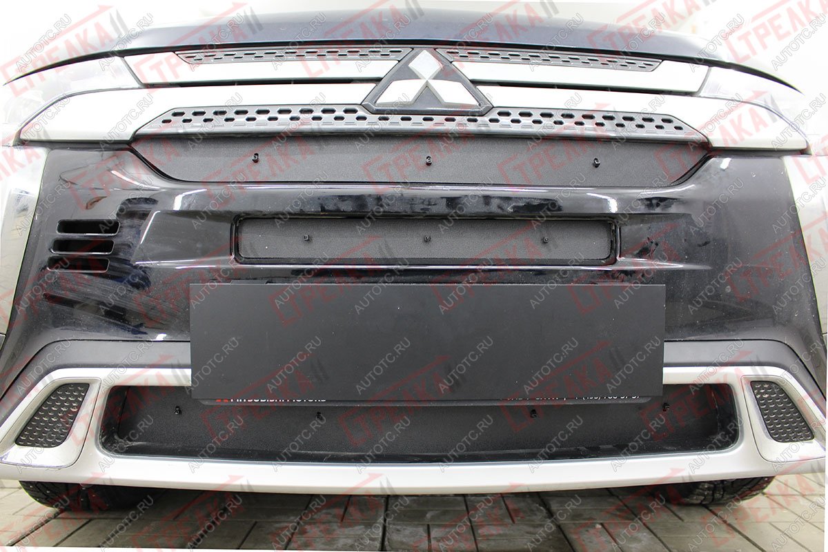 1 489 р. Зимняя защита на стяжке (низ) Стрелка11 Mitsubishi Outlander GF 3-ий рестайлинг (2018-2022) (черная)  с доставкой в г. Кемерово