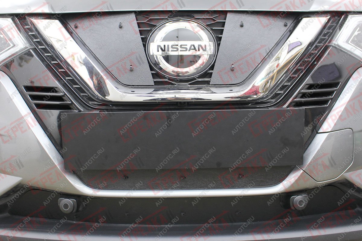 1 179 р. Зимняя защита на стяжке (верх) Стрелка11  Nissan Qashqai  2 (2017-2022) J11 рестайлинг (черная)  с доставкой в г. Кемерово