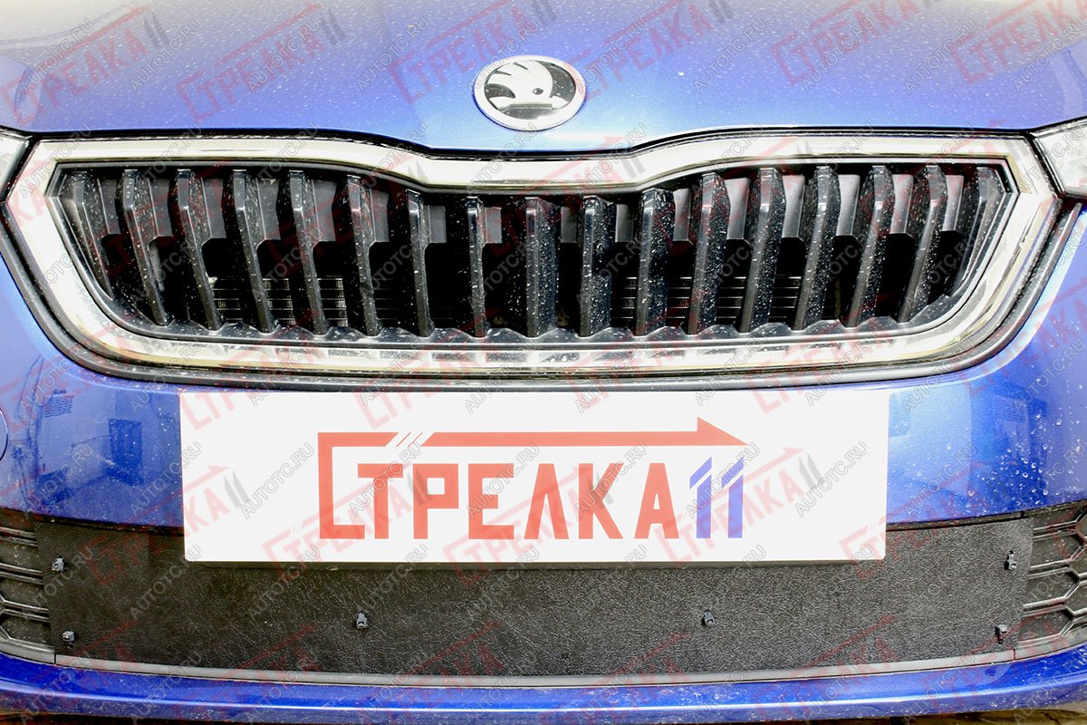 1 489 р. Зимняя защита на стяжке (низ) Стрелка11  Skoda Rapid  MK2 (2019-2025) (черная)  с доставкой в г. Кемерово