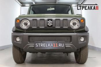 1 649 р. Зимняя защита на стяжке (низ, центр 2 части) Стрелка11  Suzuki Jimny  JB64 (2018-2025) (черная)  с доставкой в г. Кемерово. Увеличить фотографию 1