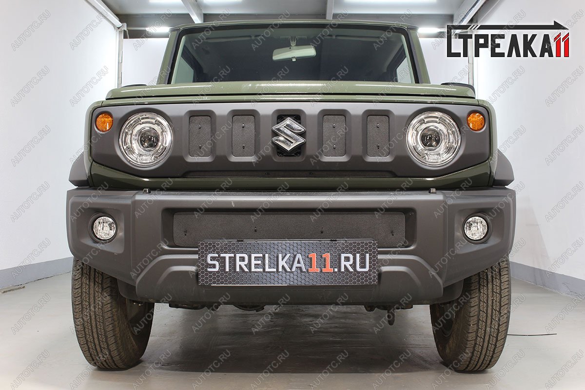 1 649 р. Зимняя защита на стяжке (низ, центр 2 части) Стрелка11  Suzuki Jimny  JB64 (2018-2025) (черная)  с доставкой в г. Кемерово