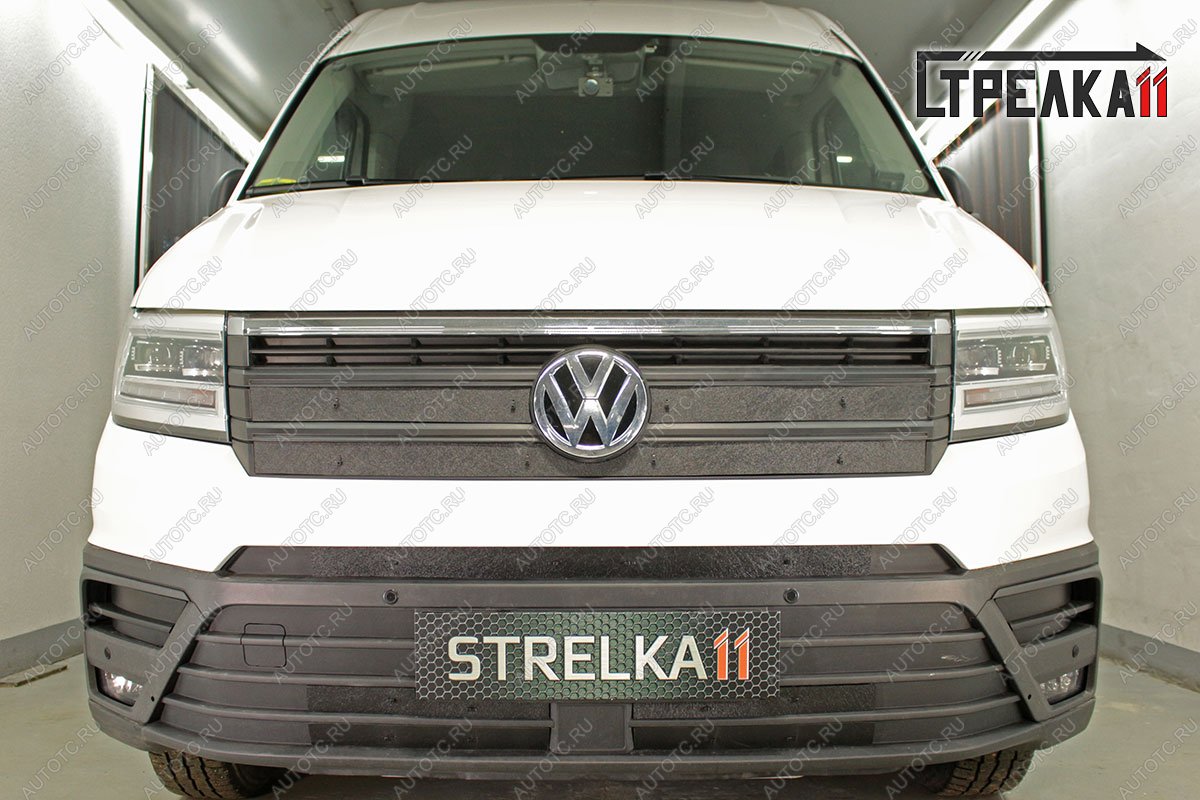 3 089 р. Зимняя защита на стяжке (низ 5 части) Стрелка11  Volkswagen Crafter  2 (2017-2025) (черная)  с доставкой в г. Кемерово