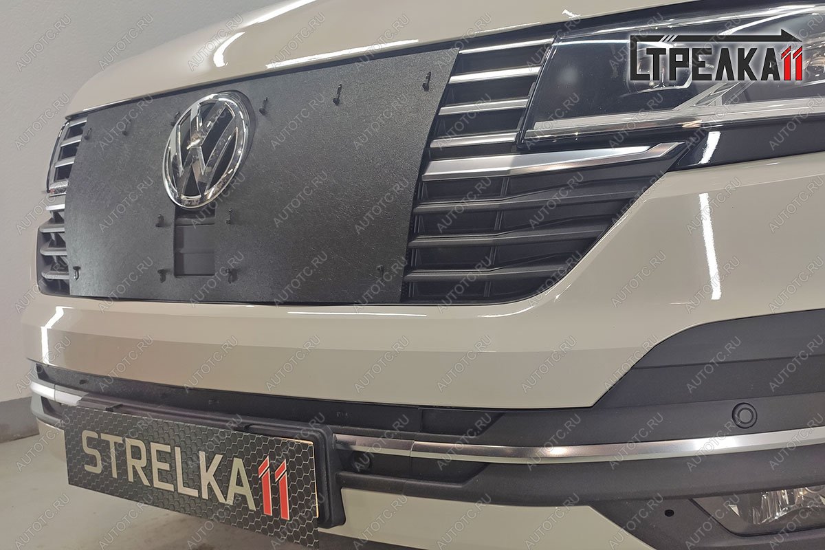 3 079 р. Зимняя защита на стяжке (верх) Стрелка11 Volkswagen Multivan T6.1 рестайлинг (2019-2025) (черная)  с доставкой в г. Кемерово