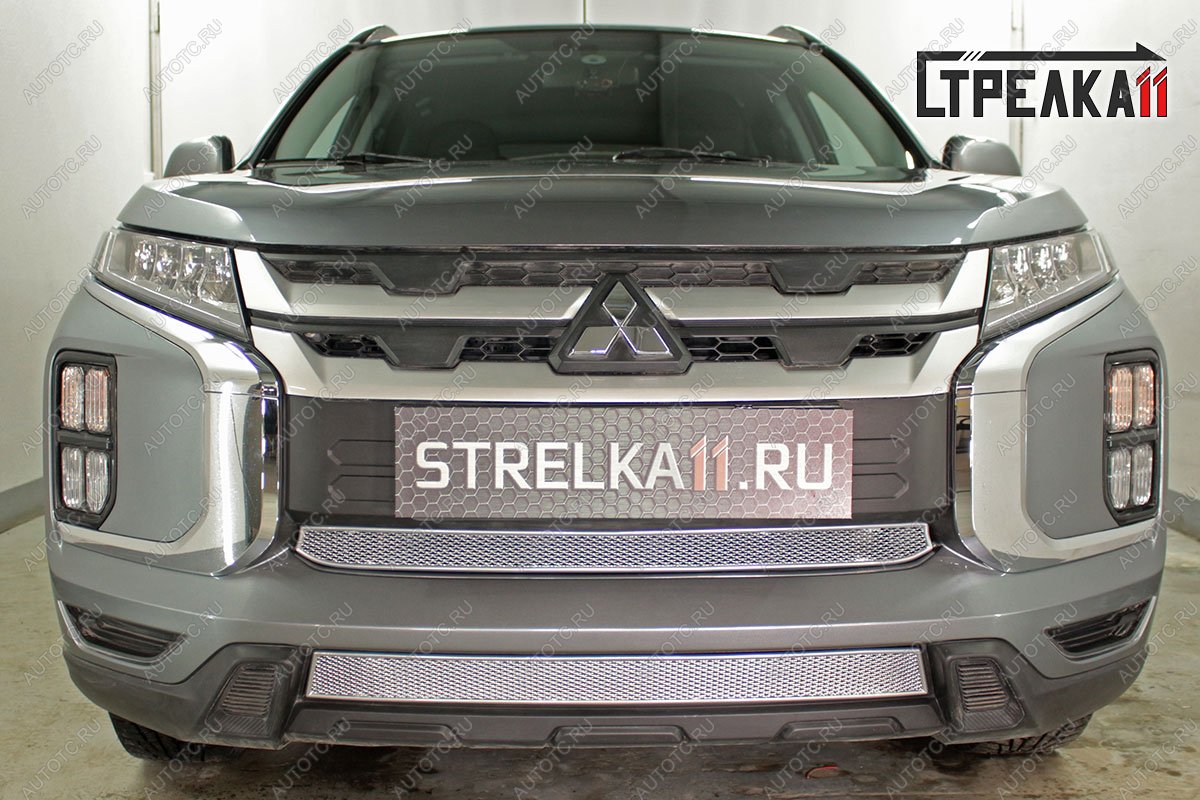 3 999 р. Защита радиатора низ Стрелка11 PREMIUM  Mitsubishi ASX (2019-2025) 3-ий рестайлинг (хром)  с доставкой в г. Кемерово