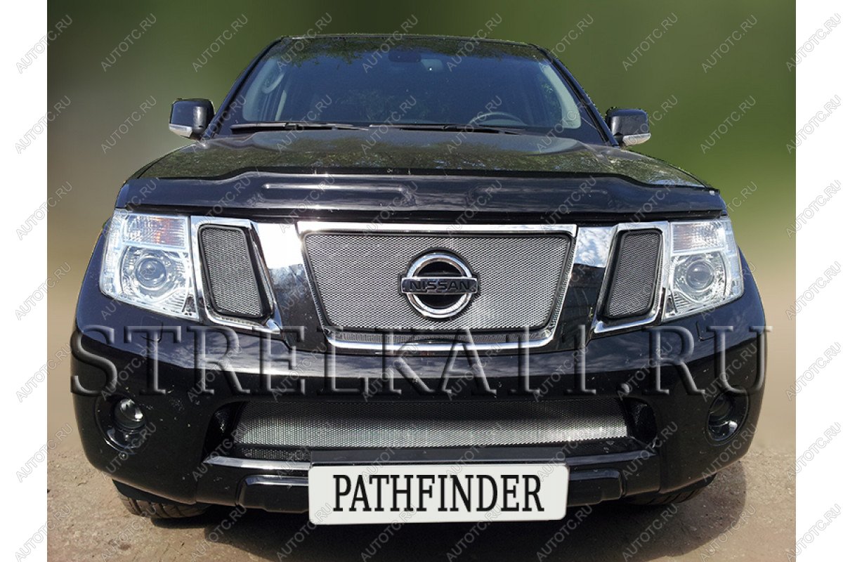 7 749 р. Защита радиатора (верх) Стрелка11 PREMIUM  Nissan Pathfinder  R51 (2009-2014) рестайлинг (хром)  с доставкой в г. Кемерово
