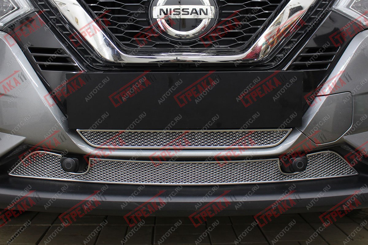 6 999 р. Защита радиатора (низ 2 части) Стрелка11 PREMIUM  Nissan Qashqai  2 (2017-2022) J11 рестайлинг (хром)  с доставкой в г. Кемерово