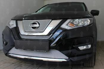 Защита радиатора (низ) Стрелка11 PREMIUM Nissan X-trail 3 T32 рестайлинг (2017-2022) (хром)