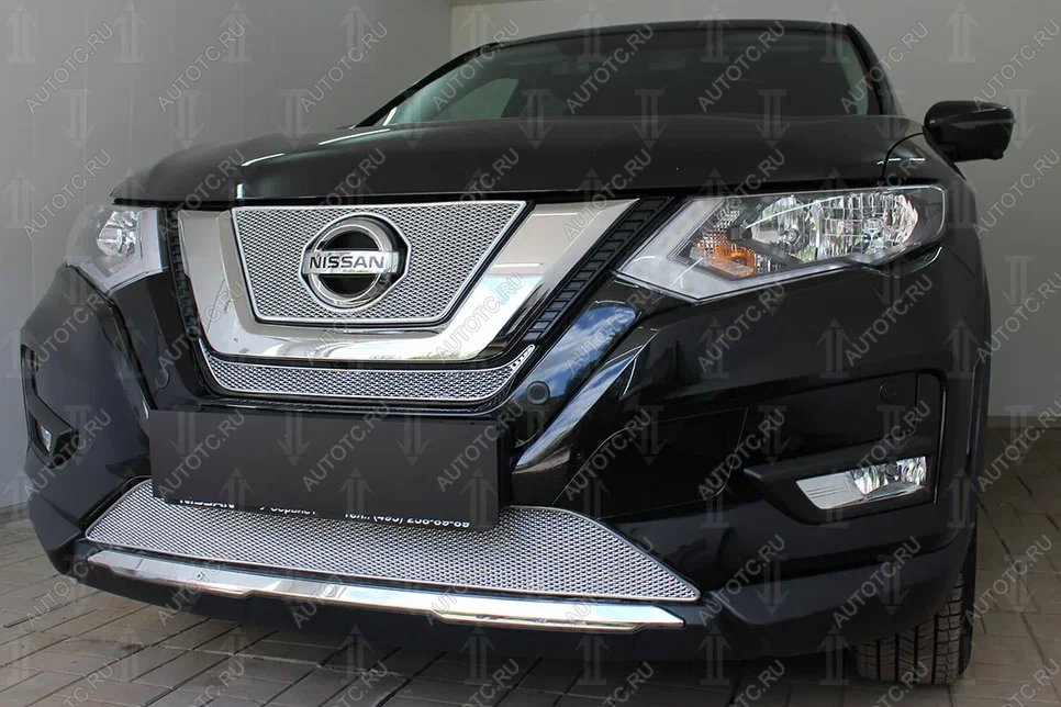 4 299 р. Защита радиатора (низ) Стрелка11 PREMIUM Nissan X-trail 3 T32 рестайлинг (2017-2022) (хром)  с доставкой в г. Кемерово