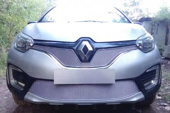 4 649 р. Защита радиатора (низ) Стрелка11 PREMIUM  Renault Kaptur (2016-2025) дорестайлинг, рестайлинг (хром)  с доставкой в г. Кемерово. Увеличить фотографию 2