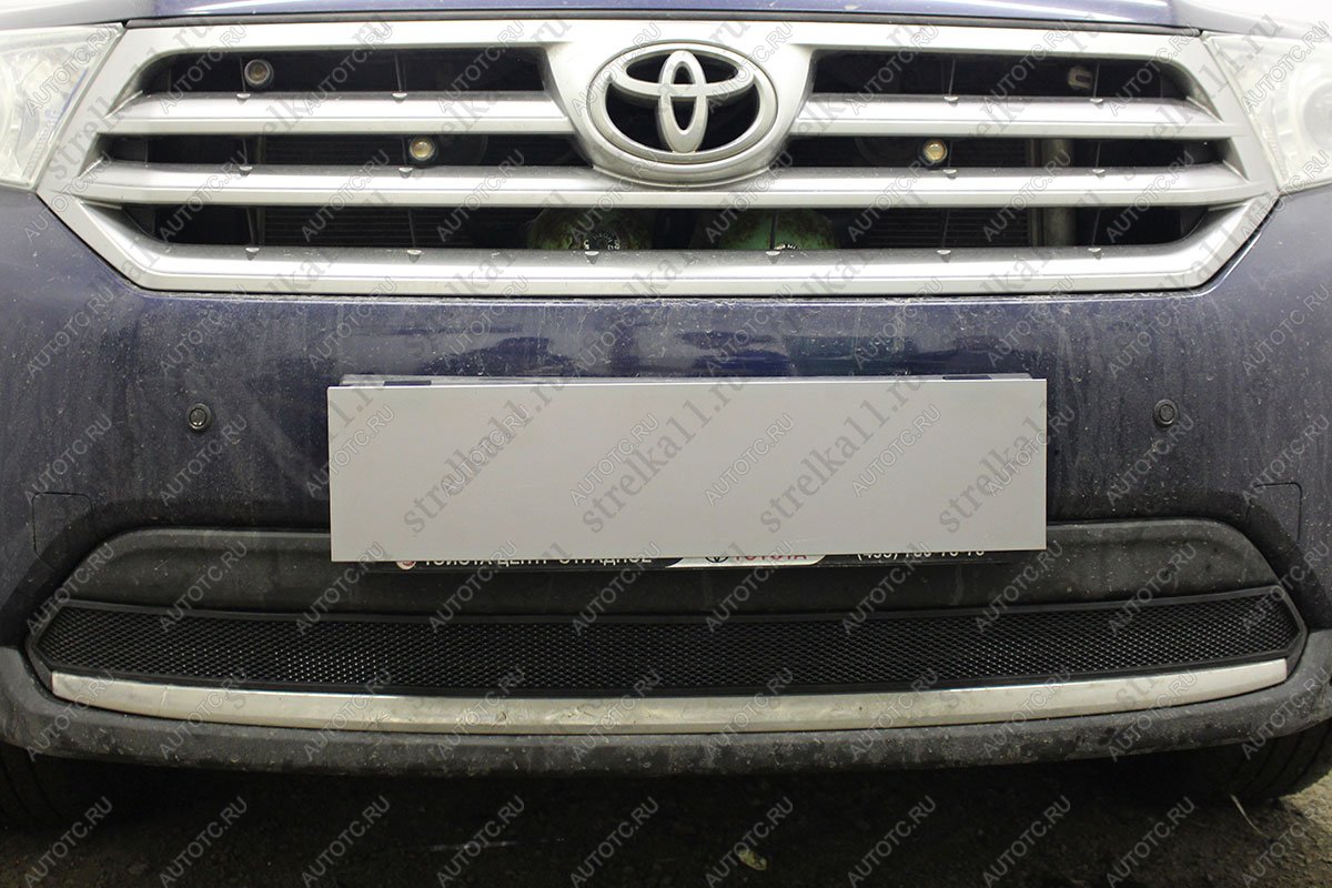 4 499 р. Защита радиатора Стрелка11 PREMIUM Toyota Highlander XU40 рестайлинг (2010-2013) (черная)  с доставкой в г. Кемерово