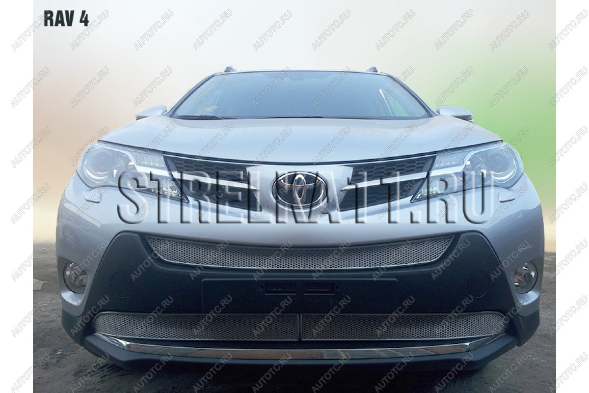 10 999 р. Защита радиатора (3 части) (Комфорт, Элеганс, Престиж) Стрелка11 PREMIUM  Toyota RAV4  XA40 (2012-2015) 5 дв. дорестайлинг (хром)  с доставкой в г. Кемерово