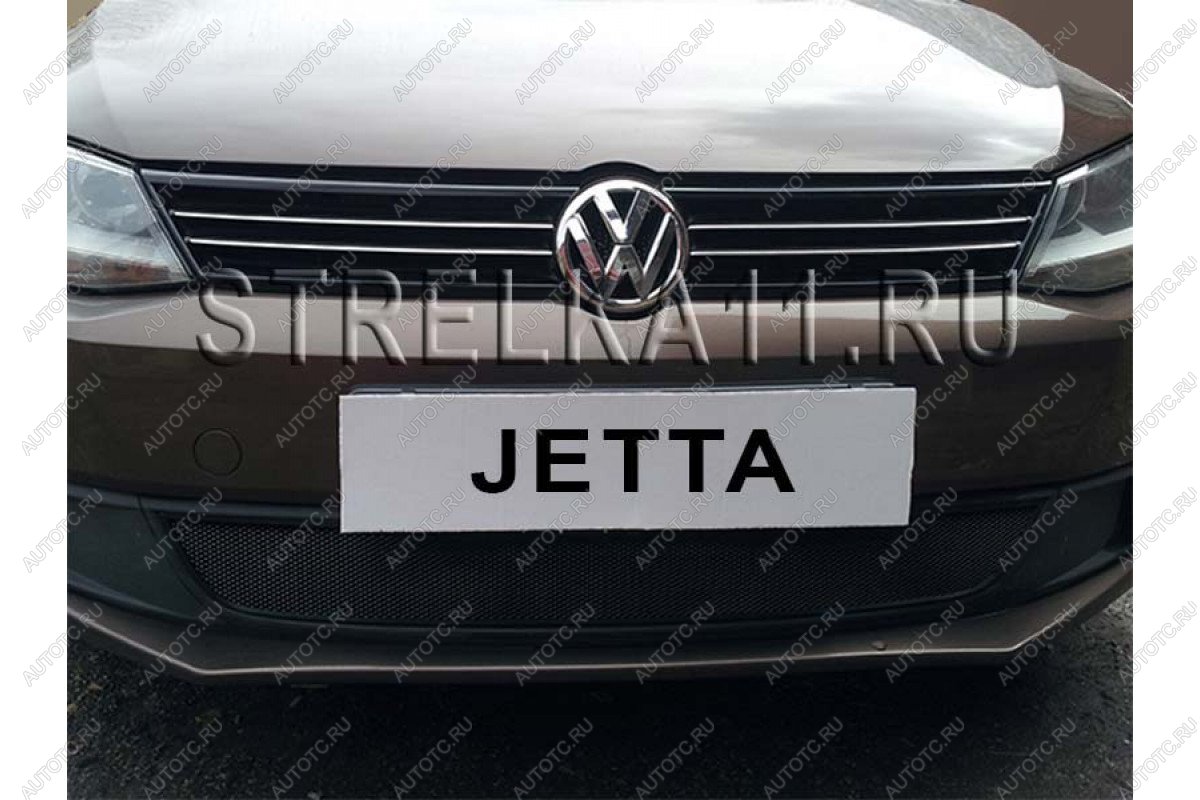 4 099 р. Защита радиатора Стрелка11 PREMIUM Volkswagen Jetta A6 седан дорестайлинг (2011-2015) (черная)  с доставкой в г. Кемерово