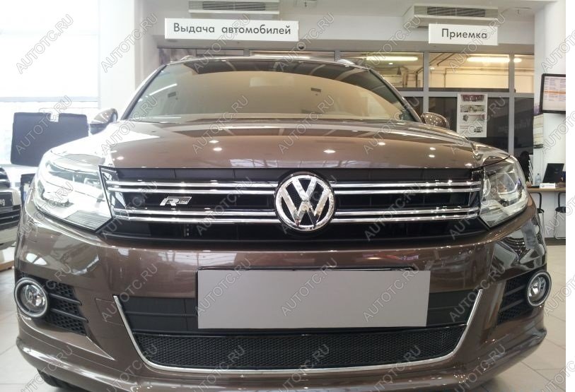 9 649 р. Защита радиатора (низ с парктроником) Стрелка11 Премиум Volkswagen Tiguan Mk2 дорестайлинг (2016-2020) (хром)  с доставкой в г. Кемерово
