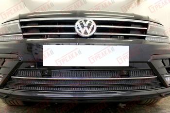 9 649 р. Защита радиатора (низ с парктроником) Стрелка11 Премиум Volkswagen Tiguan Mk2 дорестайлинг (2016-2020) (хром)  с доставкой в г. Кемерово. Увеличить фотографию 2