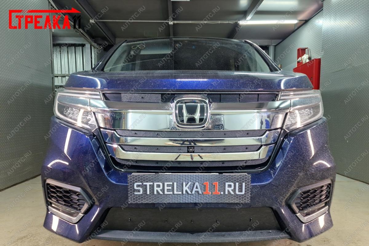 1 149 р. Зимняя защита на стяжке (низ) Стрелка11  Honda Stepwgn Spada  RP (2017-2021) рестайлинг (черная)  с доставкой в г. Кемерово