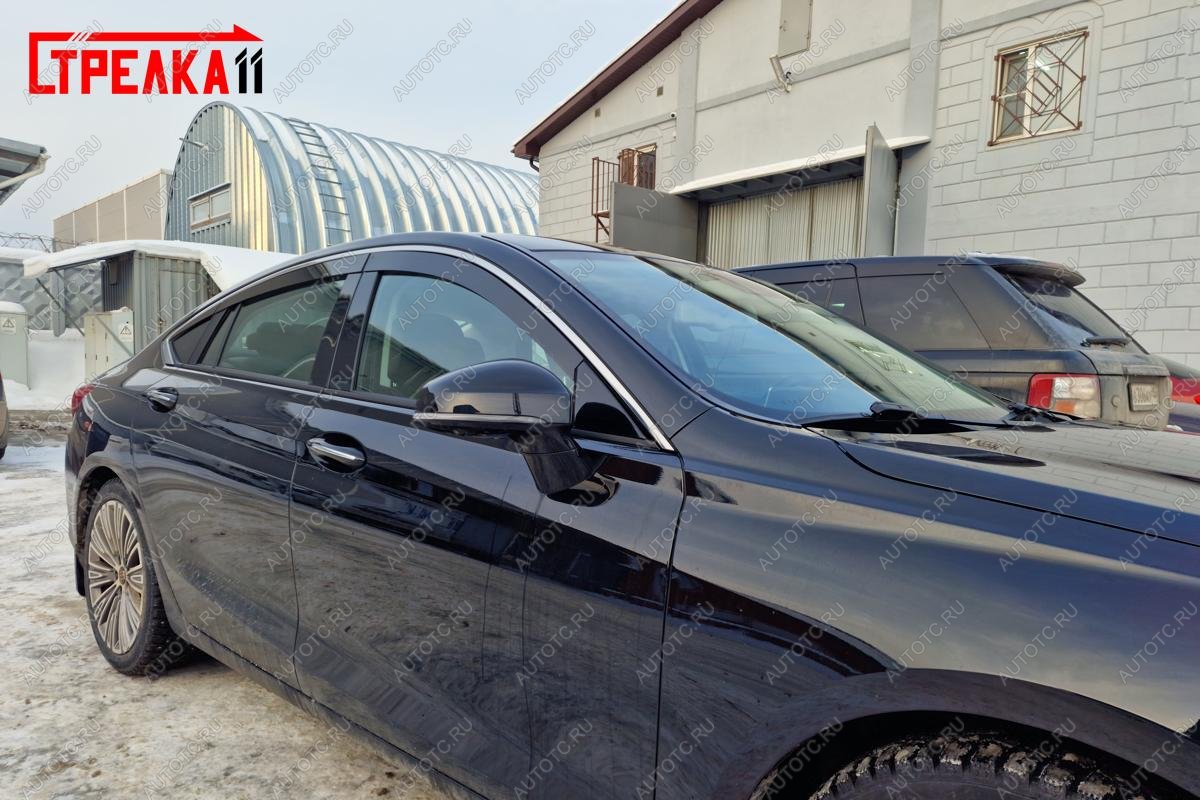 6 949 р. Дефлекторы окон 2D с хром накладками Стрелка11  Hongqi H5  C141 (2018-2022) (черные)  с доставкой в г. Кемерово