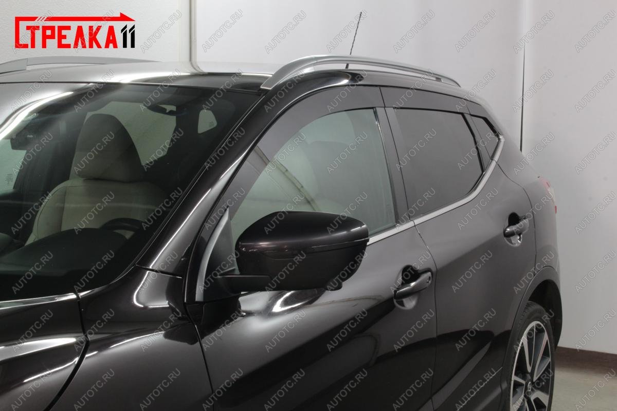 5 929 р. Дефлекторы окон 2D (прямой) Стрелка11  Nissan Qashqai  2 (2013-2019) J11 дорестайлинг (черные)  с доставкой в г. Кемерово