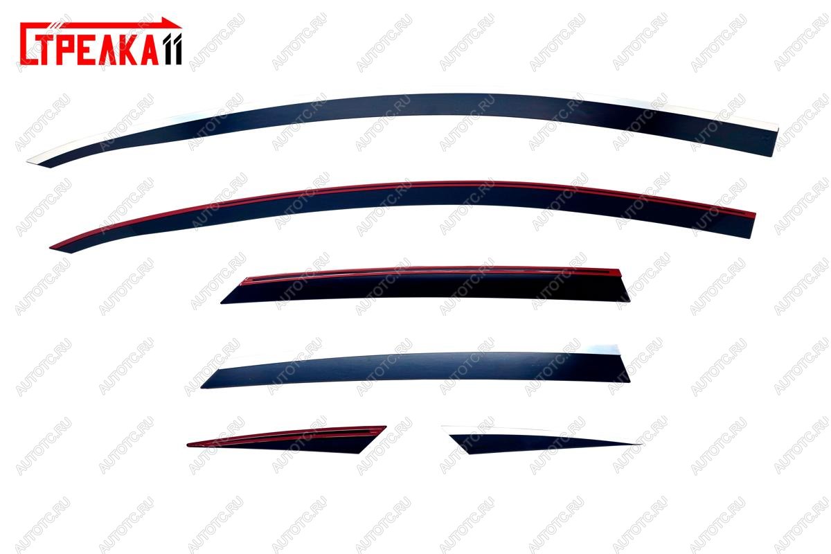 8 959 р. Дефлекторы окон 2D Стрелка11  KIA ProCeed  3 CD универсал (2018-2021) дорестайлинг (черные с хром накладками)  с доставкой в г. Кемерово