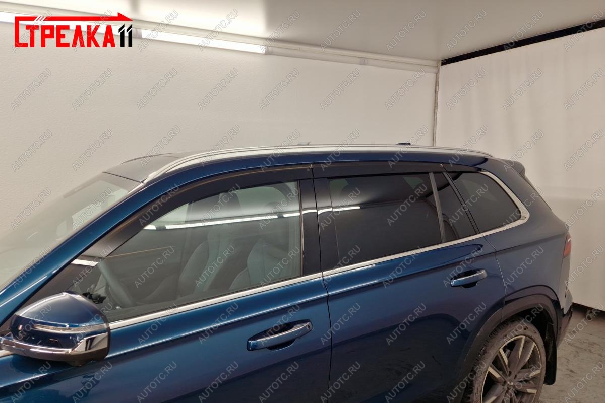 4 749 р. Дефлекторы окон 2D Стрелка11  Geely Coolray  SX11 (2018-2023) дорестайлинг (черные)  с доставкой в г. Кемерово