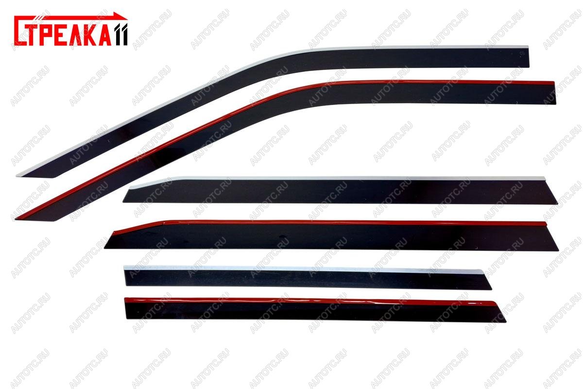 8 959 р. Дефлекторы окон 2D Стрелка11  Haval H3 (2024-2025) (черные с хром накладками)  с доставкой в г. Кемерово