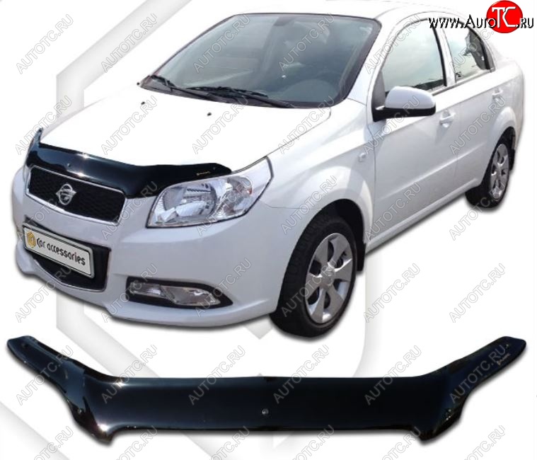 2 159 р. Дефлектор капота CA-Plastiс  Chevrolet Nexia (2020-2022) седан (Classic черный, Без надписи)  с доставкой в г. Кемерово
