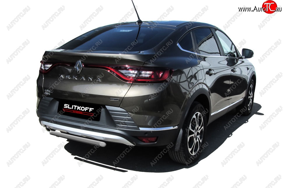 6 999 р. Защита заднего бампера Slitkoff (d42)  Renault Arkana (2019-2025) (Сталь с полимерным покрытием. Цвет: серебристый)  с доставкой в г. Кемерово