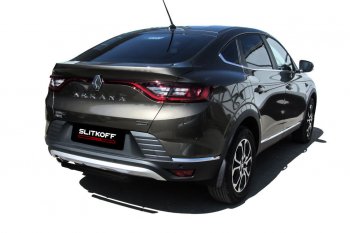 Защита заднего бампера Slitkoff (d42) Renault Arkana (2019-2025) (Сталь с полимерным покрытием. Цвет: чёрный)
