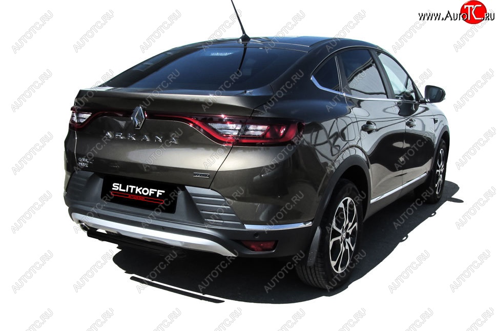 6 999 р. Защита заднего бампера Slitkoff (d42)  Renault Arkana (2019-2025) (Сталь с полимерным покрытием. Цвет: чёрный)  с доставкой в г. Кемерово