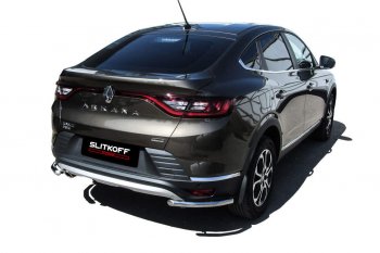 Защита заднего бампера Slitkoff (уголки, d42) Renault Arkana (2019-2025)