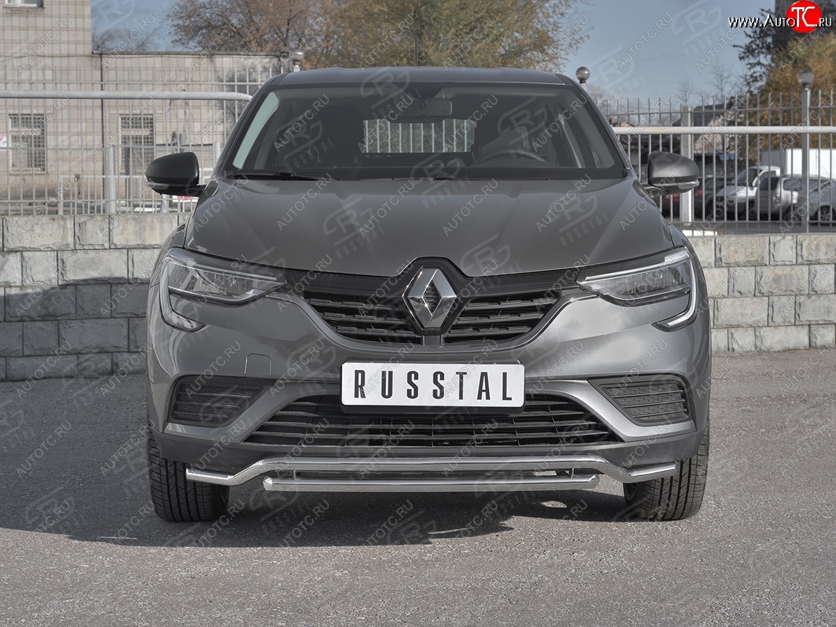 16 999 р. Защита переднего бампера (2 трубы Ø42 мм, нержавейка) SLITKOFF Renault Arkana (2019-2025)  с доставкой в г. Кемерово
