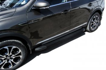 Пороги алюминиевые Slitkoff Renault Arkana (2019-2025) (Optima Black )