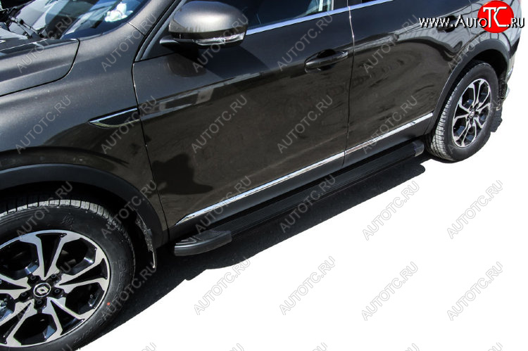 13 349 р. Пороги алюминиевые Slitkoff  Renault Arkana (2019-2025) (Optima Black )  с доставкой в г. Кемерово