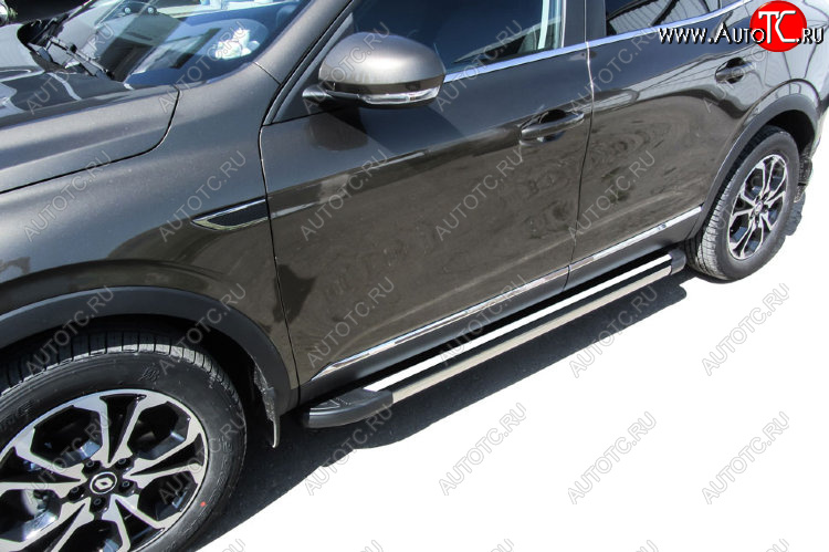 11 299 р. Пороги алюминиевые Slitkoff  Renault Arkana (2019-2025) (Luxe Black)  с доставкой в г. Кемерово