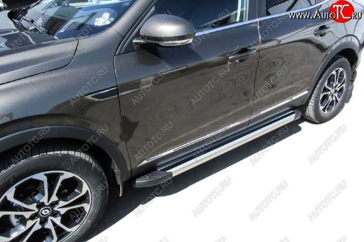 10 699 р. Пороги алюминиевые Slitkoff  Renault Arkana (2019-2025) (Luxe Silver)  с доставкой в г. Кемерово