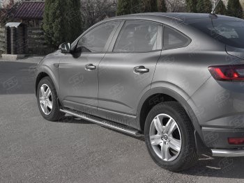 19 399 р. Защита порогов (Ø120x60 мм с проступью, нержавейка) Russtal Renault Arkana (2019-2025)  с доставкой в г. Кемерово. Увеличить фотографию 2