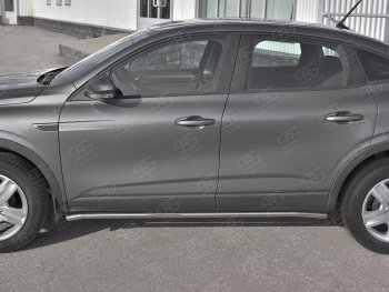 15 599 р. Защита порогов (Ø42 мм, нержавейка) SLITKOFF Renault Arkana (2019-2025) (Металлические торцы под 90°)  с доставкой в г. Кемерово. Увеличить фотографию 2