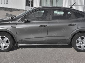 19 549 р. Защита порогов (Ø63 мм, нержавейка) SLITKOFF  Renault Arkana (2019-2025) (Металлические торцы под 45°)  с доставкой в г. Кемерово. Увеличить фотографию 2