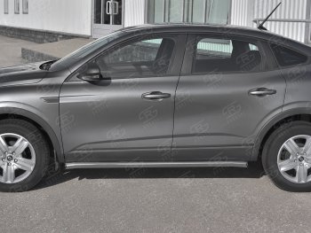 18 799 р. Защита порогов (Ø63 мм, нержавейка) SLITKOFF Renault Arkana (2019-2025) (С пластиковыми заглушками на торцах)  с доставкой в г. Кемерово. Увеличить фотографию 2