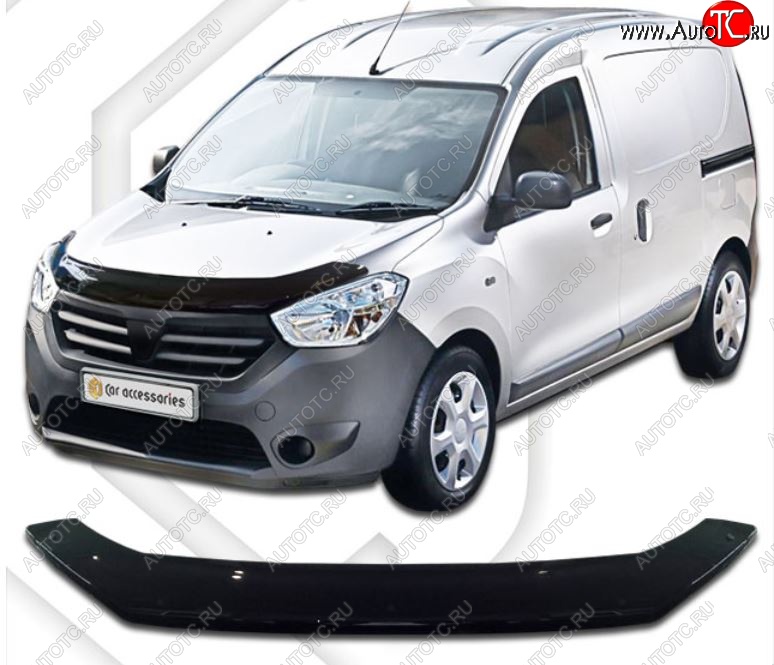 1 999 р. Дефлектор капота CA-Plastiс Renault Dokker (2012-2025) (Classic черный, Без надписи)  с доставкой в г. Кемерово