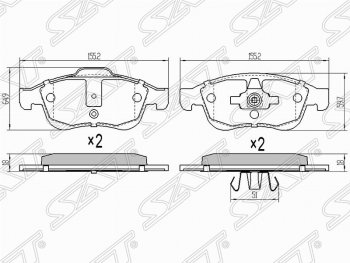 1 279 р. Колодки тормозные (передние) SAT Renault Duster HS дорестайлинг (2010-2015)  с доставкой в г. Кемерово. Увеличить фотографию 1