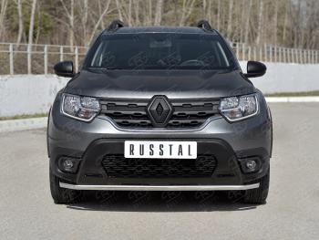 11 749 р. Защита переднего бампера (Ø42 мм, нержавейка) SLITKOFF  Renault Duster  HM (2021-2024) рестайлинг  с доставкой в г. Кемерово. Увеличить фотографию 1