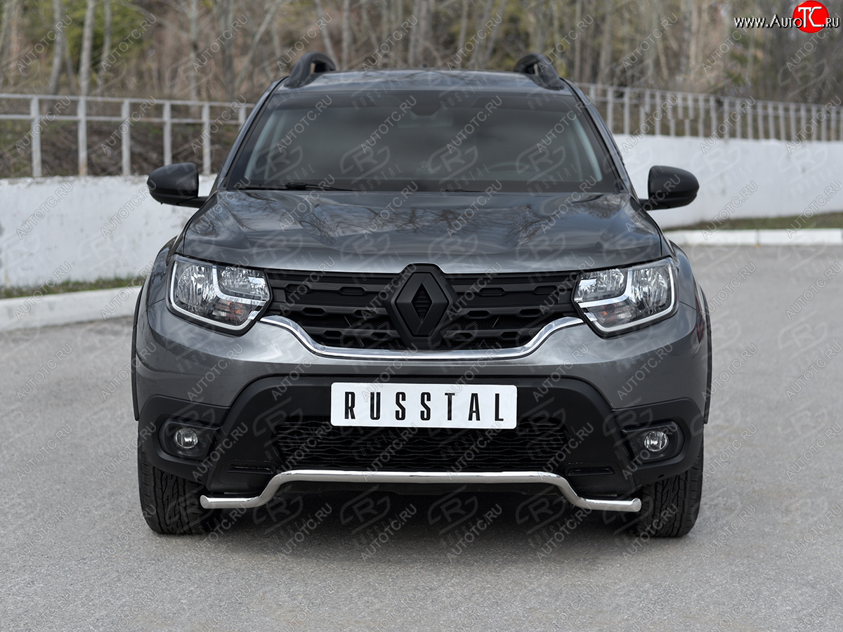 11 749 р. Защита переднего бампера (Ø42 мм волна, нержавейка) SLITKOFF  Renault Duster  HM (2021-2024) рестайлинг  с доставкой в г. Кемерово